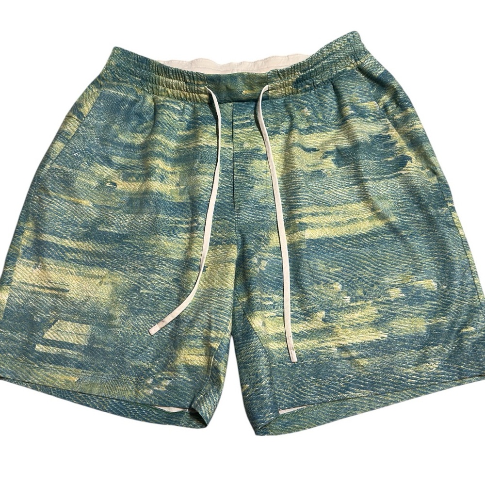 LULULEMON Channel Cross Swim Shorts Green Blue Pixel Hawaii Size S